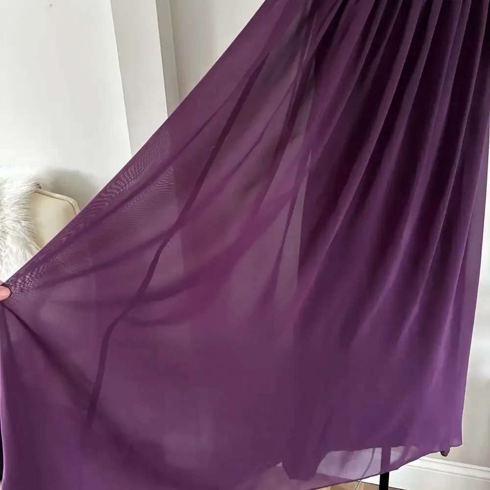 LanTing Bride NWT Grape Purple Lace Bodice Sleeveless Chiffon Maxi Formal Gown